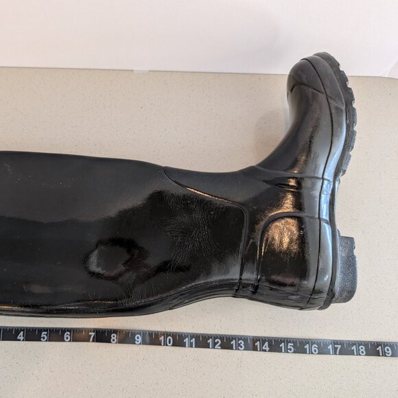Hunter Original Tall Gloss Women's Rain Boots Black US Size 8 Adjustable Calf - Picture 14 of 14